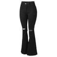 thumbnail image 3 of Gibobby Pantalones deportivos mujer Pantalones de mezclilla con dobladillo destruidos para mujer(Negro,G), 3 of 5