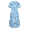 thumbnail image 7 of Women's Summer Casual Dresses Plus Size Round Neck Zipper Floral Print Dress, 7 of 7