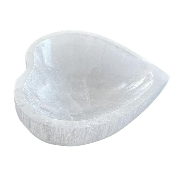 Cuenco de selenita en forma de corazón para hombres y mujeres, adorno relajante, regalo de cumpleaños novedoso, centro de mesa, cuenco de meditación y 12 centímetros