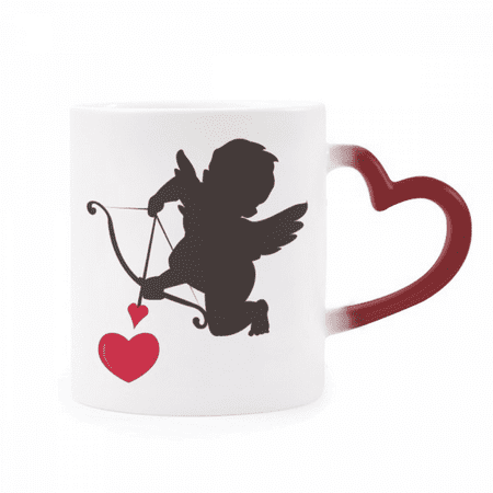 

Love Cupid Angel Heart Pattern Heat Sensitive Mug Red Color Changing Stoneware Cup