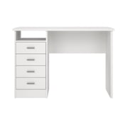 Tvilum Warner 4 Drawer Office Desk with 1 Shelf for Adults, White Finish