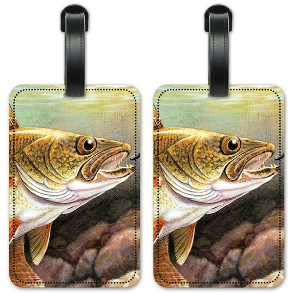Walleye Fish - Luggage ID Tags / Suitcase Identification Cards - Set of 2