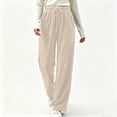 thumbnail image 2 of Horkkom Corduroy Pants Women Straight Leg Elastic Waist Drawstring Pants Adjustable Soft Comfy Pants with Pockets, S-2XL, 2 of 8