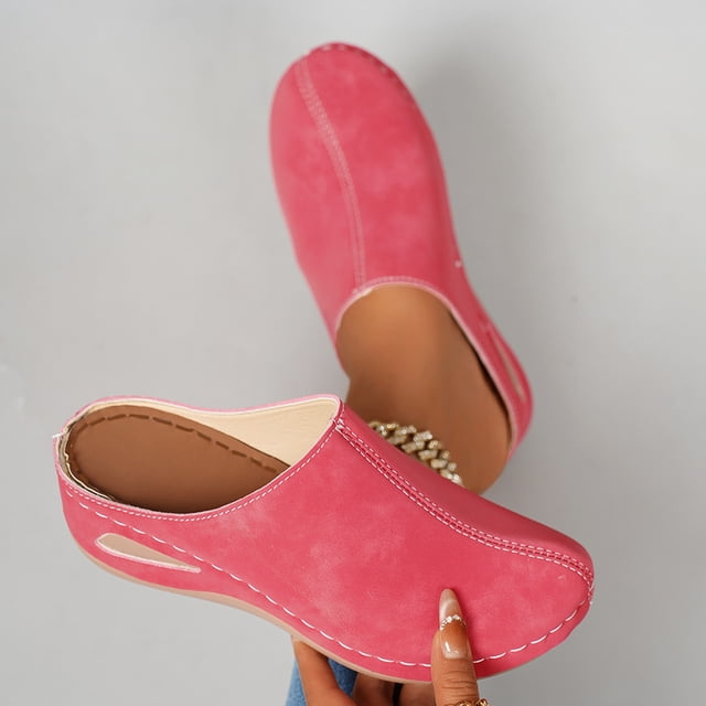 Hinvhai Sabots pour Femmes Mules Chaussures : Sandales Confortables à Enfiler à Bout Fermé Été Décontractées de Marche à Plateforme Rouges 9.5(43)