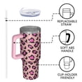 thumbnail image 4 of Leopard Print 40oz Tumbler– Stainless Steel Insulated Tumbler with Handle and Straw, Large Capacity Travel Cup for Hot & Cold Drinks, 4 of 6