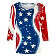 thumbnail image 4 of Cavosen Independence Day Clothes Women Plus Size 4th of July 3/4 Sleeve Crew Neck Tops American Flag Print T Shirts Lady 3X Red White and Blue Casual Shirts Patriotic Tunic Tees Patriotic Outfits, 4 of 4