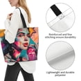 thumbnail image 3 of Pofeuu Vibrant Street Art Portrait Print Reusable Grocery Bags - Washable, Foldable, Packable Tote, Large Handles, Heavy Duty, Zippered Top Pouch, 3 of 8