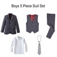 thumbnail image 3 of Boys Suits for Toddler Boys Pinstripe Tuxedo Suit for School Dance Christmas Party Wedding Kids Grey Formal Dresswear Set Size 12Years, 3 of 5