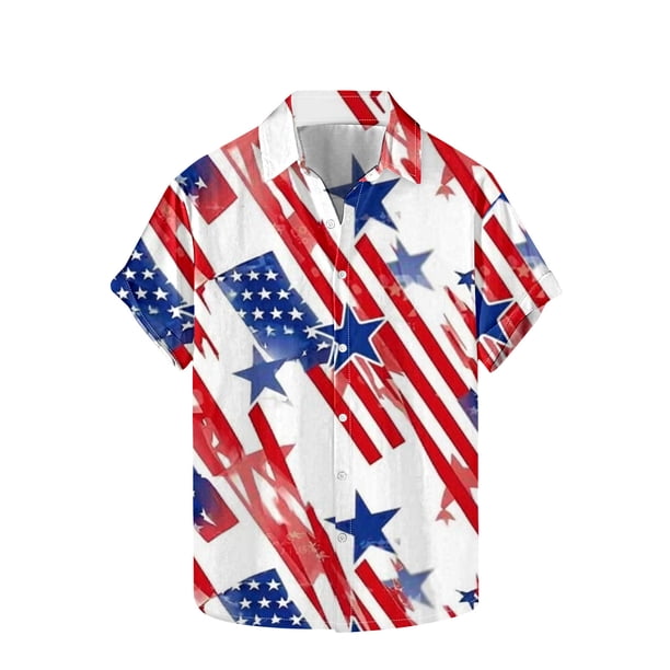 Camisa Impresa de Manga Larga para Hombre con Cuello Girado, Blusa de Botón Casual Blusa de Manga Corta