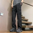 thumbnail image 4 of Pantalones cargo rectos para hombre Y2k Vintage Pantalones anchos para hombre Ropa técnica urbana holgada Nuevo en algodón de alta calidad Harajuku Barato Largo, 4 of 4