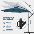 thumbnail image 4 of 10ft Offset Hanging Market Patio Umbrella with Easy Tilt Adjustment,Polyester Shade,8 Ribs for Backyard,Poolside,Lawn and Garden,Blue, 4 of 7
