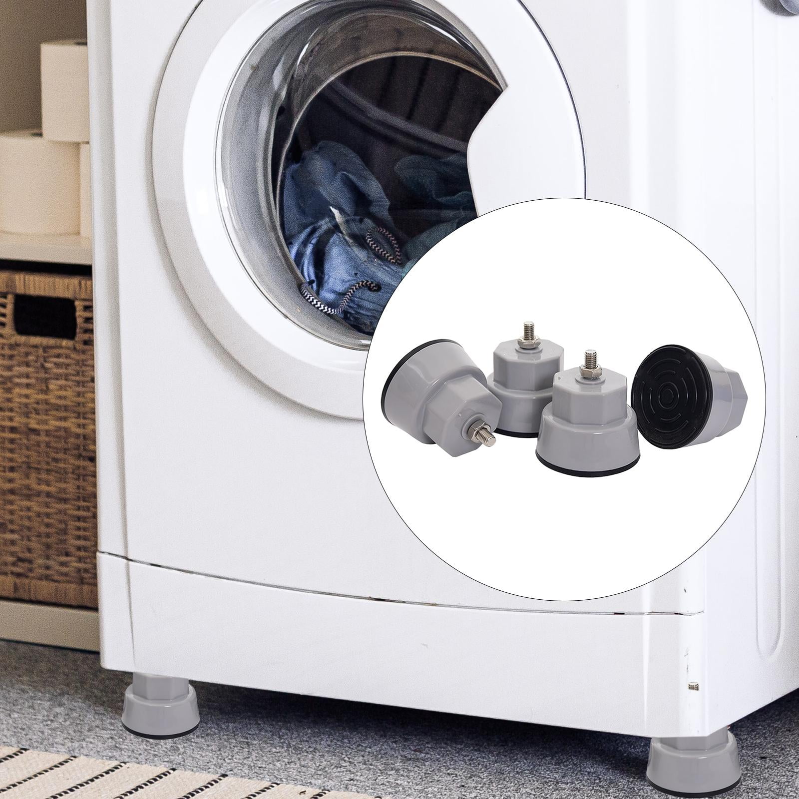 Fiocias 4 Pieces Washing Machine Base Foot Pads Noise Cancelling Silent Rubber Pad Thick Gray
