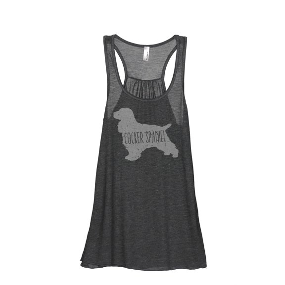 Thread Tank Cocker Spaniel Dog Silhouette Women's Sleeveless Flowy Racerback Tank Top Charcoal Small