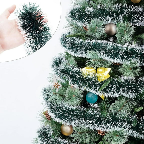 Darzheoy Dark Green Christmas Garland with Snow 6.5 FT Dense Rattan for Tree Wreath Staircase Decor Indoor Outdoor Holiday Ornament Home Party