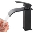 thumbnail image 4 of Grifo para lavabo y lavabo, grifo blanco con caño alto, mezclador monomando para lavabo alto, grifo para lavabo de un solo orificio con una sola palanca de cobre, mezclador de agua fría y, 4 of 5