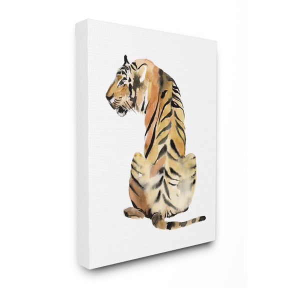 Stupell Industries Tiger Posture Animal Watercolor Painting Canvas Wall Art, 16 x 20, byJennifer Goldberger