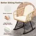 thumbnail image 5 of LAZZO 3-Piece Patio Conversation Set, Outdoor Wicker Rocking Chair Set with Cushions and Table, Beige, 5 of 9