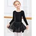 thumbnail image 3 of Oudiya Girls Ballet Leotards Long Sleeve Criss Cross Back Toddler Dance Outfits Leotard with Removable Shinny Skirt Combo 3-11Y, 3 of 8
