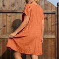 thumbnail image 4 of Puliio Mini Dresses for Women Summer Short Sleeve V Neck Textured Loose Casual Daily Wear Dress, 4 of 5
