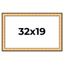 32x19 Frame Gold Plein Aire Solid Wood Picture Frame Width 2 Inches | Interior Frame Depth 0.5