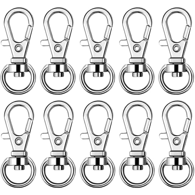 Clips de cordón de 10 piezas con abrazadera giratoria de Metal de 360 grados, ganchos de cordón de aleación de aluminio, accesorios de anillos de llavero para el hogar, la escuela, la oficina, Namotu CZBG-ZC80