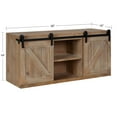 thumbnail image 2 of Kate and Laurel Cates Rustic Sliding Door Floating Wall Cabinet, 30 x 10 x 14, Rustic Brown, Decorative Distressed Wood Storage Cabinet for Farmhouse Wall Decor, 2 of 8