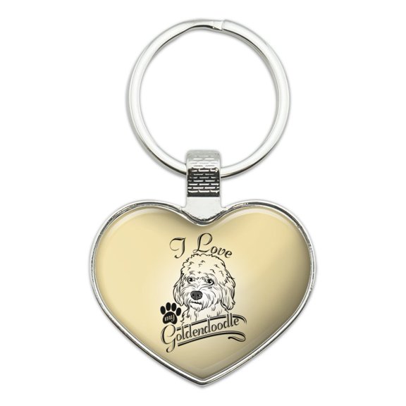 I Love My Goldendoodle Heart Love Metal Keychain Key Chain Ring