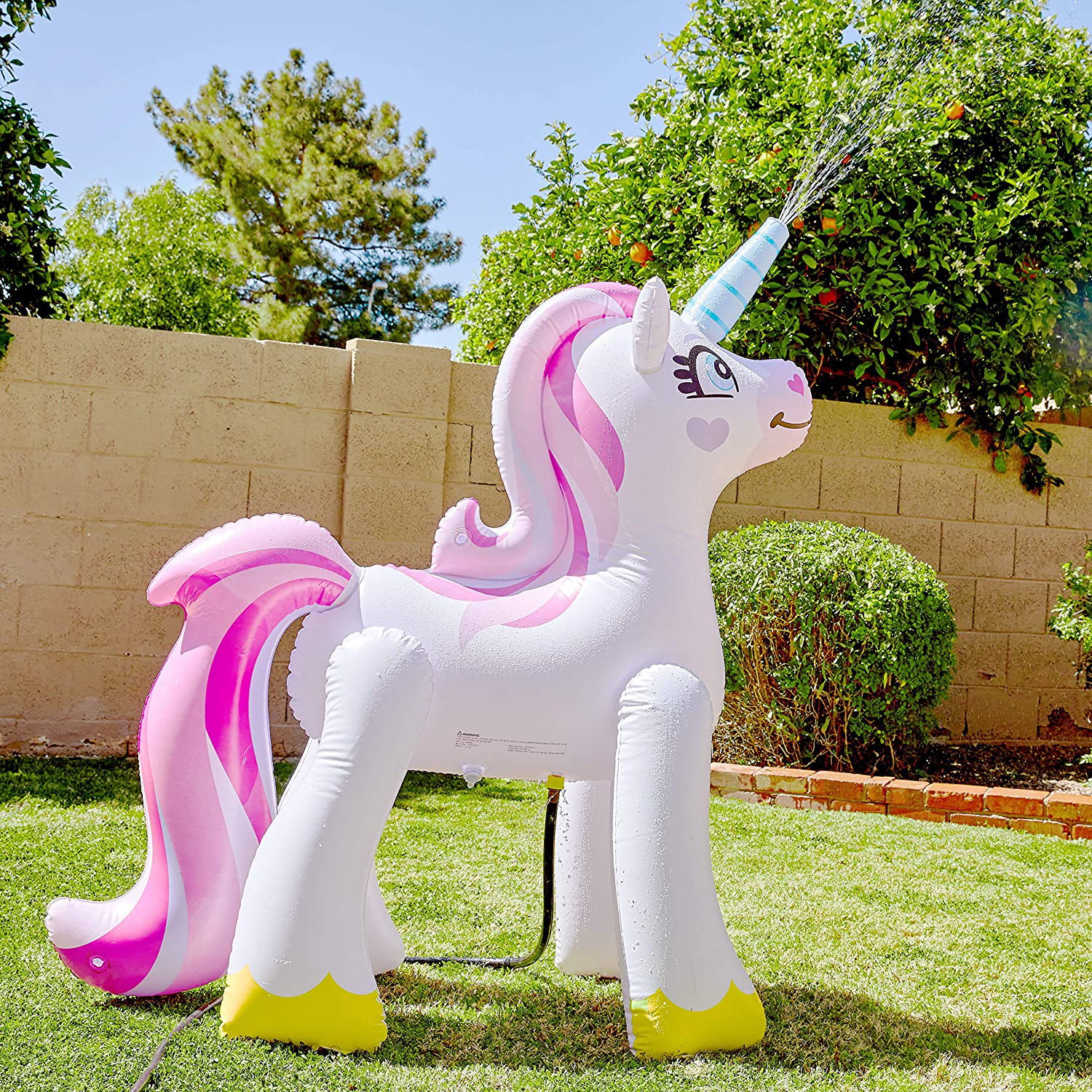 Inflatable Unicorn Kid Toy Sprinkler Back Yard  Water Toy Summer Outdoor 63 inch 