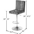 thumbnail image 4 of Meridian Furniture Joel 33"H Velvet Adjustable Stool in Gray (Set of 2), 4 of 6