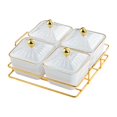 thumbnail image 1 of Juego de platos para servir aperitivos de frutos secos, recipientes para condimentos, caja de almacenamiento de alimentos de 4 rejillas Blanco, 1 of 9