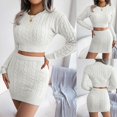 thumbnail image 6 of Yokua Two Piece Set Womens Skirts Long Sleeve Crop Tops+Mini Skirt Autumn Outfits, 6 of 19