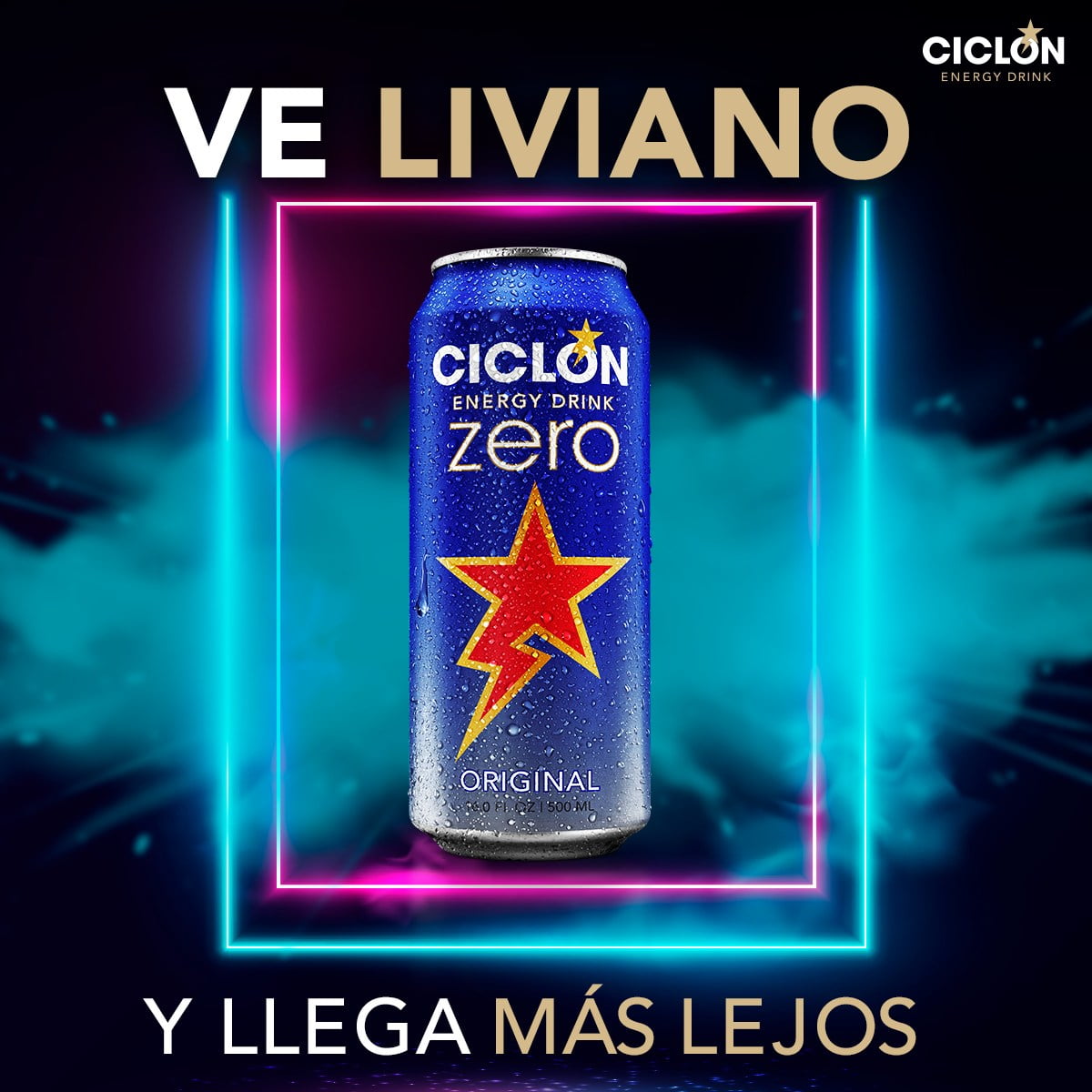 Ciclon Zero, Zero Sugar Energy Drink, 16.6 fl oz Aluminum Can