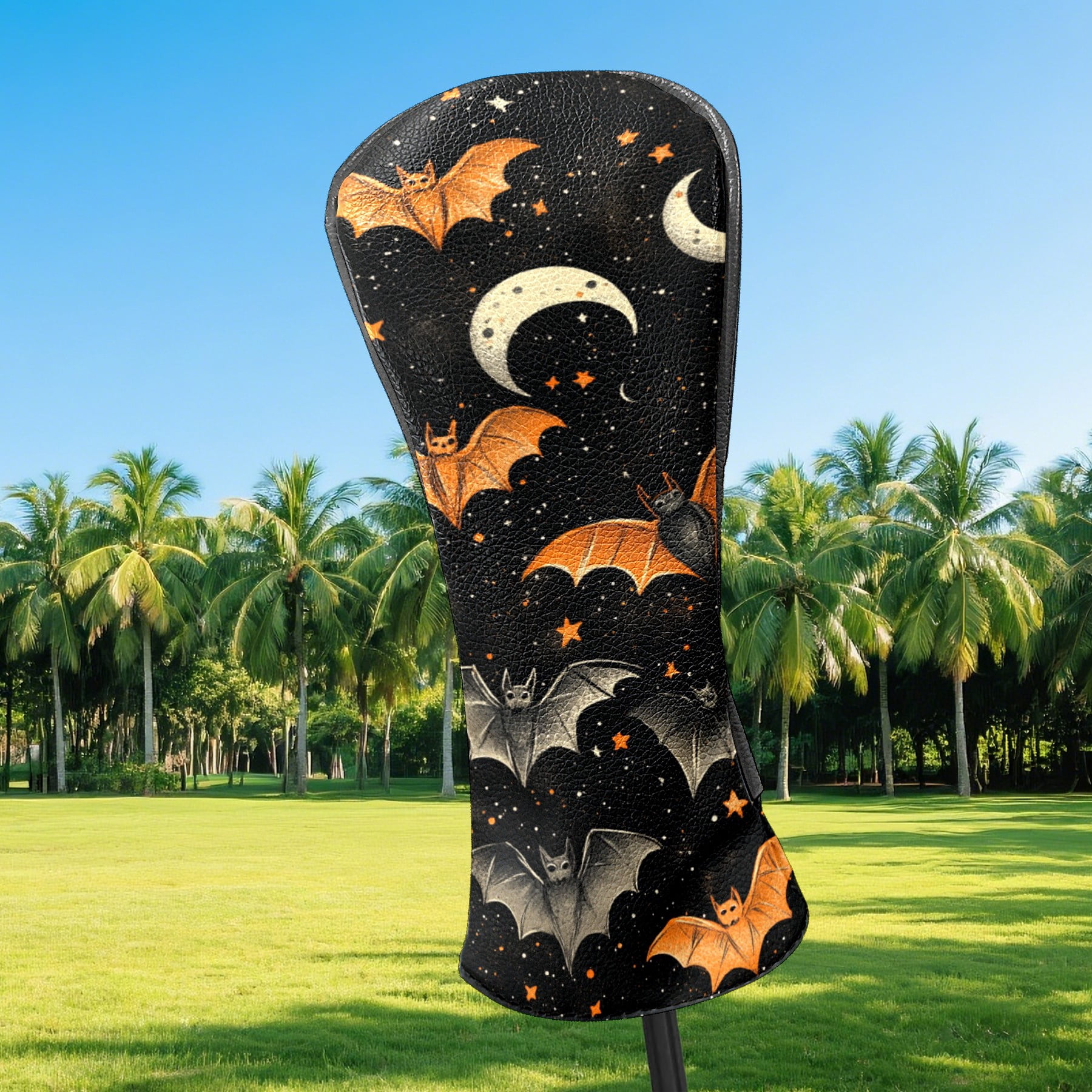 Golf Club Covers PU Leather Waterproof Head Covers for Fairway Woods Hybrids Bats Stars Moon