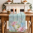 thumbnail image 2 of Table Runner - 90 Inch Long, Easter Eggs Kitchen Dining Table Runner Dresser Scarves, Spring Daisy Eucalyptus Leaves Teal Wooden Farmhouse Decor for Coffee Tables Wedding Party Banquet, 2 of 8