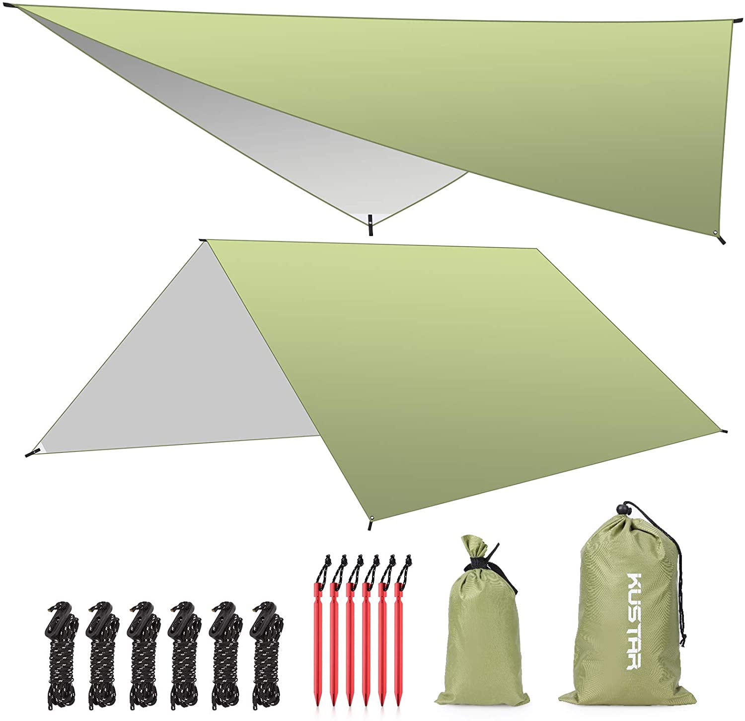 KUSTAR Hammock Rain Fly Tent Tarp Large Waterproof Camping Tarp Shelter UV 