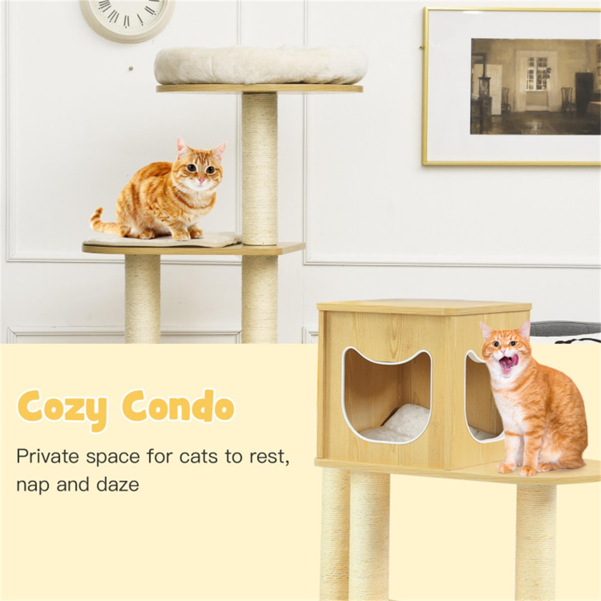 Kadyn 53" Cat Tree Tower for Indoor Cats, 4 Level Cat Condo with Scratching Posts, Removable, Washable Cushions, Beige