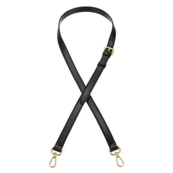 Uxcell Genuine Leather Purse Strap, 4.1"-4.9" Adjustable Shoulder Bag Replacement Strap, 0.71 Inch Wide Crossbody Straps for Purse DIY Handbag (Black, Gold Buckle)