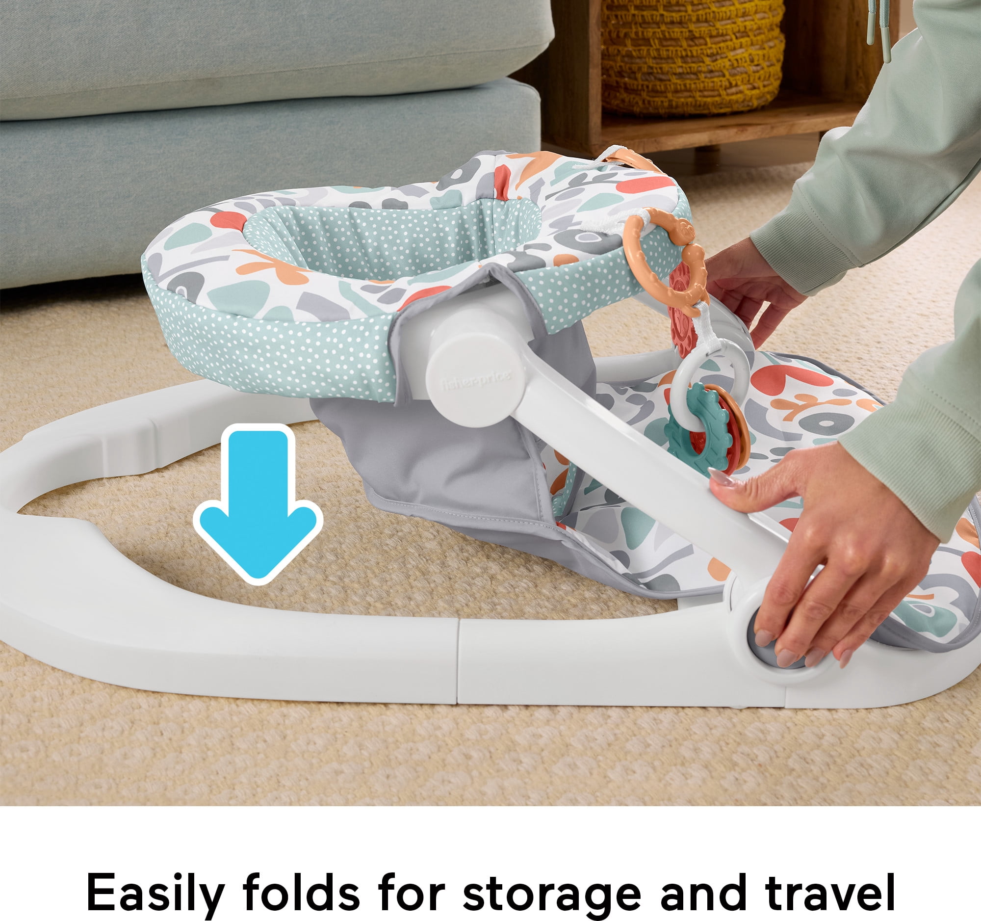 Fisher-Price Sit-Me-up Floor Seat Portable Baby Infant Chair with Snack Tray and Toys, Fresh Floral