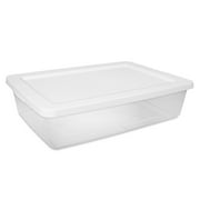 Sterilite Set of (2) 28 Quart Storage Boxes, Clear Plastic Storage Bin with Snap-on Lid, White