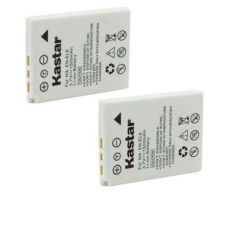 Kastar 2-Pack EN-EL8 Battery Replacement for Nikon EN-EL8 ENEL8 Battery  Nikon MH-62 Charger  Nikon Coolpix P1 P2 S1 S2 S3 S5 S6 S7 S8 S9 S50 S51 S52  Cool-Station MV-11 MV-12 Camera