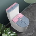 thumbnail image 3 of HELLHERO Denim Stripes 2 Pcs Set Round Toilet Lid Dust Cover Universal Elastic Fabric, Fits All Toilet Shapes, Modern Bathrooms, 3 of 7
