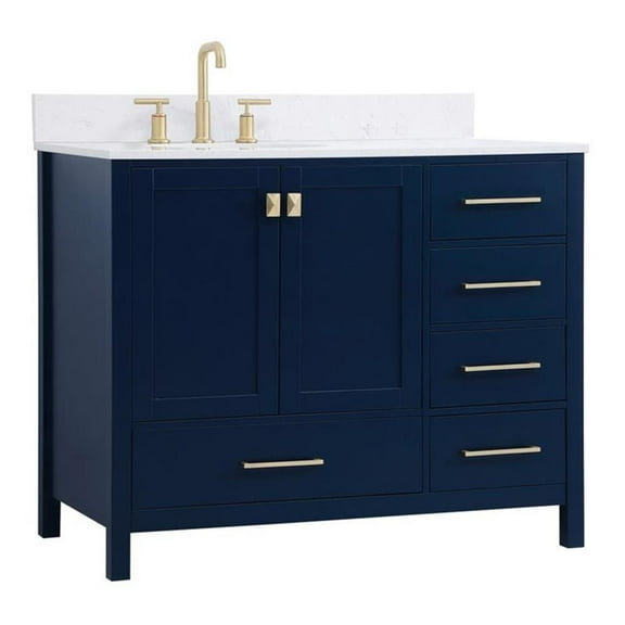 42 inch Single Bathroom Vanity in Blue with Backsplash