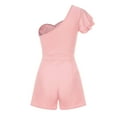 thumbnail image 7 of One-Piece Jumpsuits for Women Dressy Wedding One Shoulder High Waist Ruffle Romper Solid Color Sexy Slim Fit Overalls Wide Leg Shorts, 7 of 7
