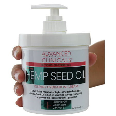 Advanced Clinicals Hemp Seed Lotion. Hemp seed oil cream for dry, rough skin with Rosehip Oil, and Vitamin E.  Large spa size 16oz cream with