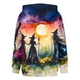thumbnail image 4 of OIOLOYJM Halloween Hoodies for Women Happy Colorful Witch Graphic Long Sleeve Loose Fit Party Sweatshirt Fall Winter Outdoor Fashion Warm Comfortable Hooded Shirt Purple Pink S, 4 of 5