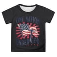 thumbnail image 2 of FAOWME Children Kids Girls T Shirt Short Sleeve Round Neck American Flag Print Comfortable Breathable Top For Holiday Festival Celebration,Black,3-4 Years, 2 of 4
