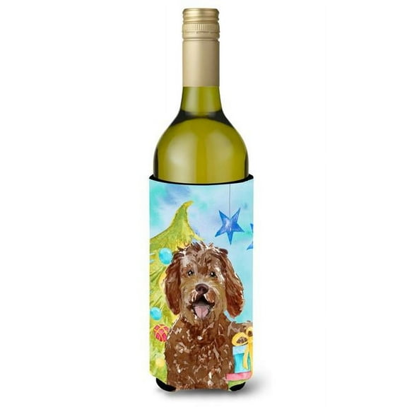Christmas Tree Labradoodle Wine Bottle Beverge Insulator Hugger