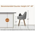 thumbnail image 5 of Genpo 24" Counter Height Bar stools Set of 2, Grey Leather Bar Stools with Backs, Swivel Counter Stools with Wooden Legs For Kitchen Island, 5 of 8