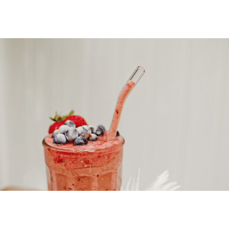 Hummingbird Glass Straws Clear Bent 9 x 9.5 mm Made With Pride In The USA  - Perfect Reusable Straw For Smoothies, Tea, Juice, Water, Essential Oils 