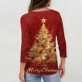 thumbnail image 3 of Fabrcox S-5xl Christmas Snowflake Printed T Shirts for Women Loose Fit 2xl Oversized 3/4 Sleeve Tops Round Neck Holiday Tunic Lightweight Basic Tops Red XL, 3 of 6